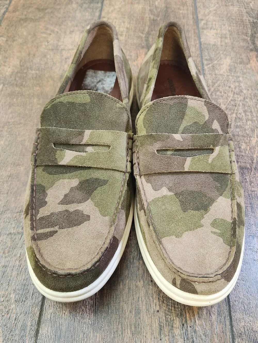 Johnston & Murphy Camo Suede Slip-On Loafer Brown Green Men's Size 10M 24-5738